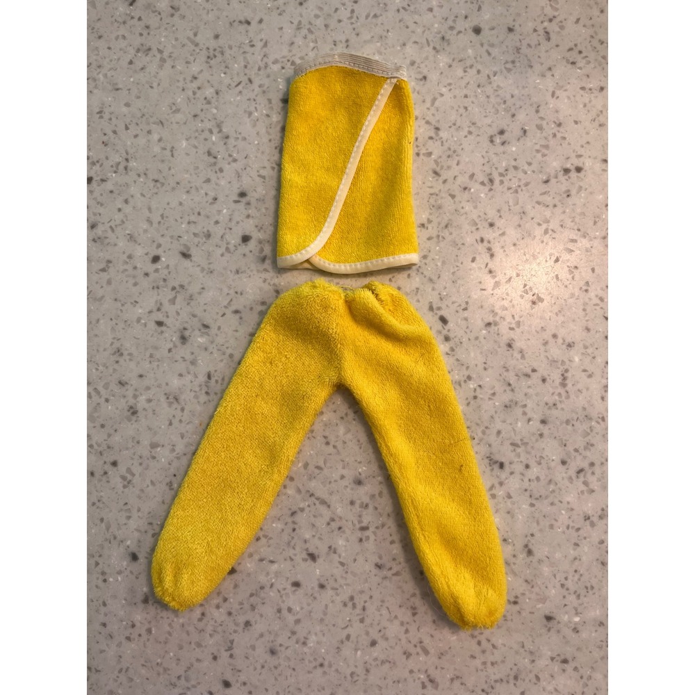Vintage Barbie Outfit Yellow‎ Terrycloth Leisure Exercise Two Piece Outfit